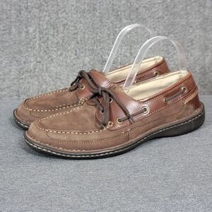 Nunn Bush Boat Shoes Mens 9 M Brown Leather Two Tone Moc Toe Deck Loafers